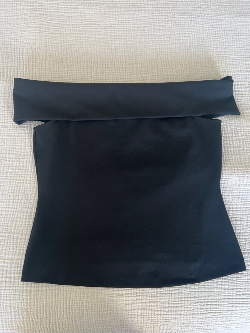Mango Black Off-Shoulder Foldover Top